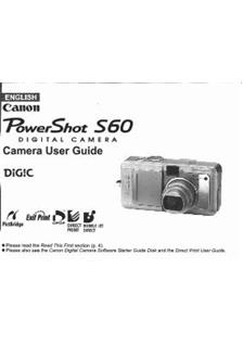 Canon PowerShot S60 manual. Camera Instructions.